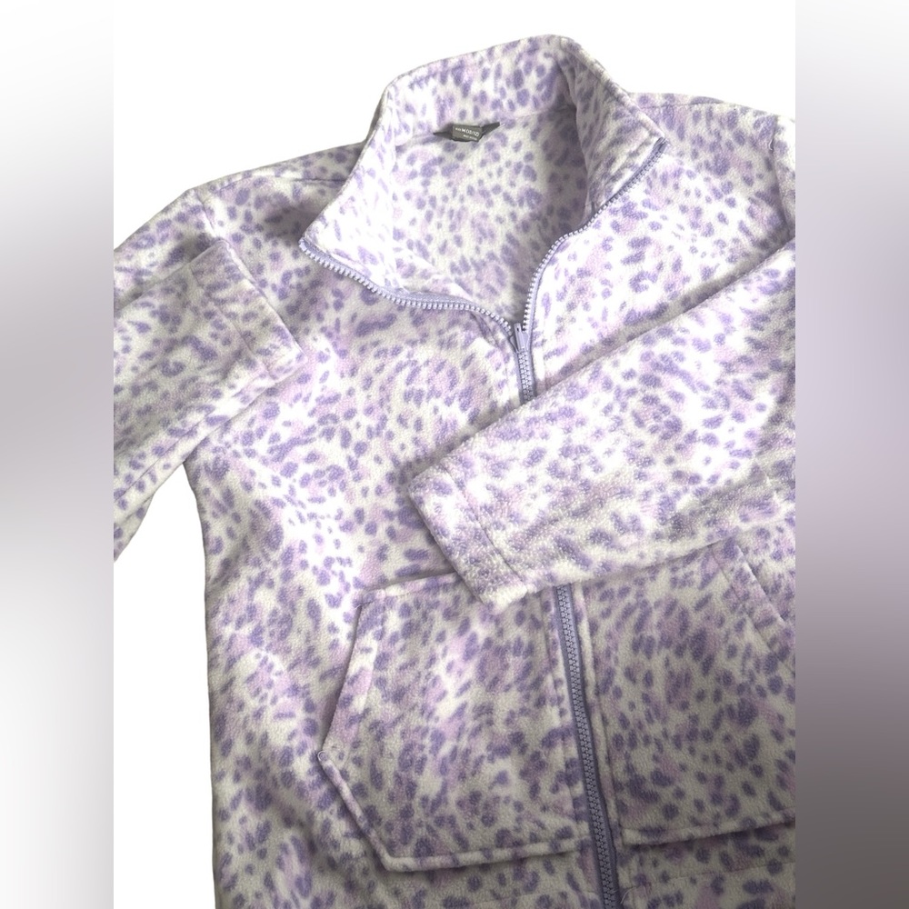 Youth Girl Eddie Bauer Animal Print Purple Fleece‎ Jacket 10/12